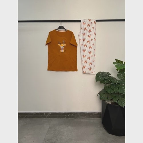 ست تیشرت وشلوار عروسکی زنانه چاپی پنبه ژانتی پارت 65