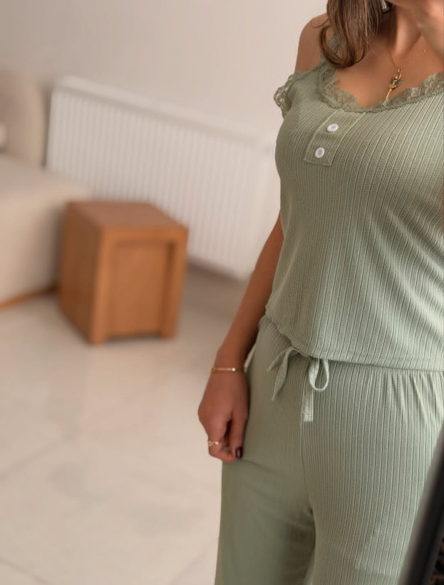 ست کراپ و شلوار لباس خواب زنانه ژانتی