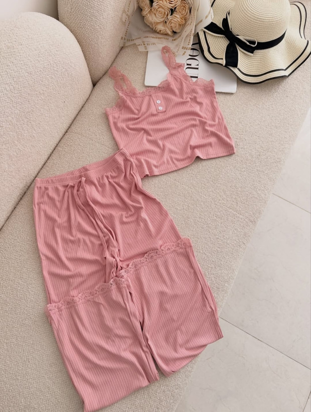 ست کراپ و شلوار لباس خواب زنانه ژانتی