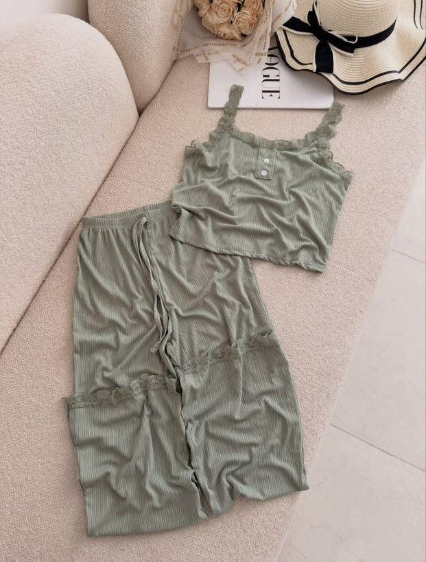 ست کراپ و شلوار لباس خواب زنانه ژانتی